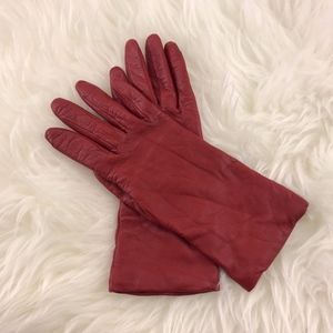FOWNES Women's Red Leather Cashmere Lined Gloves